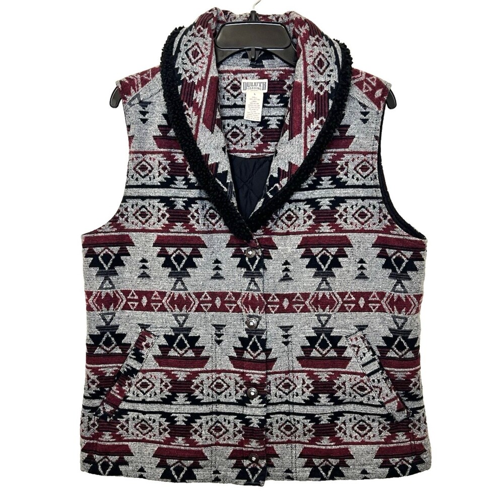Duluth Trading Co Red and Black Patterned Vest